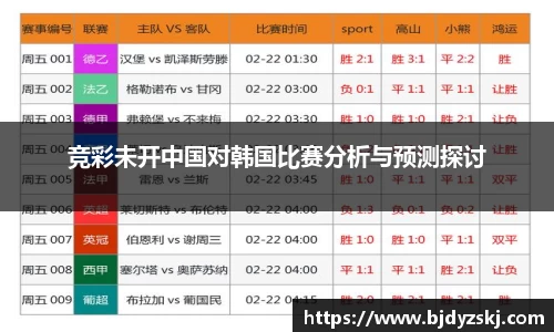 竞彩未开中国对韩国比赛分析与预测探讨